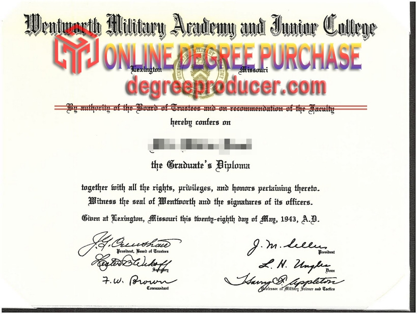 Where to Purchase a Fake Wentworth Military Academy and Junior College Diploma