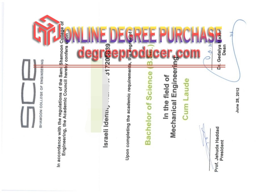 Where to Order a Fake Sami Shamoon College of Engineering Diploma